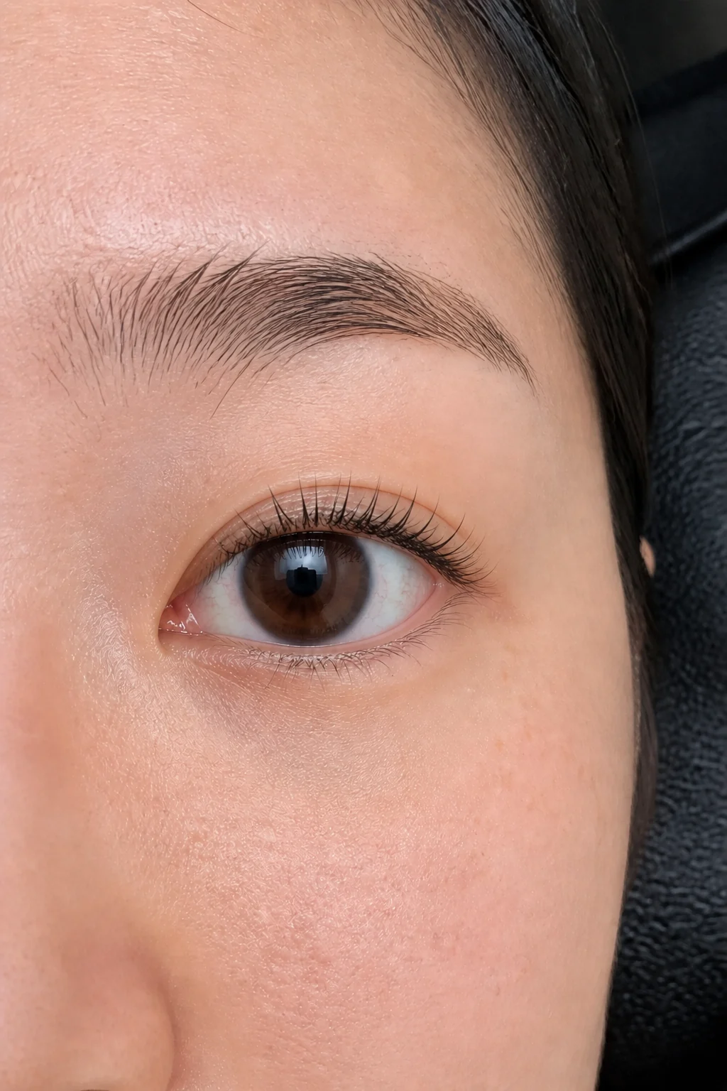 Lashes after a Korean-inspired lash lift and tint by Nikola