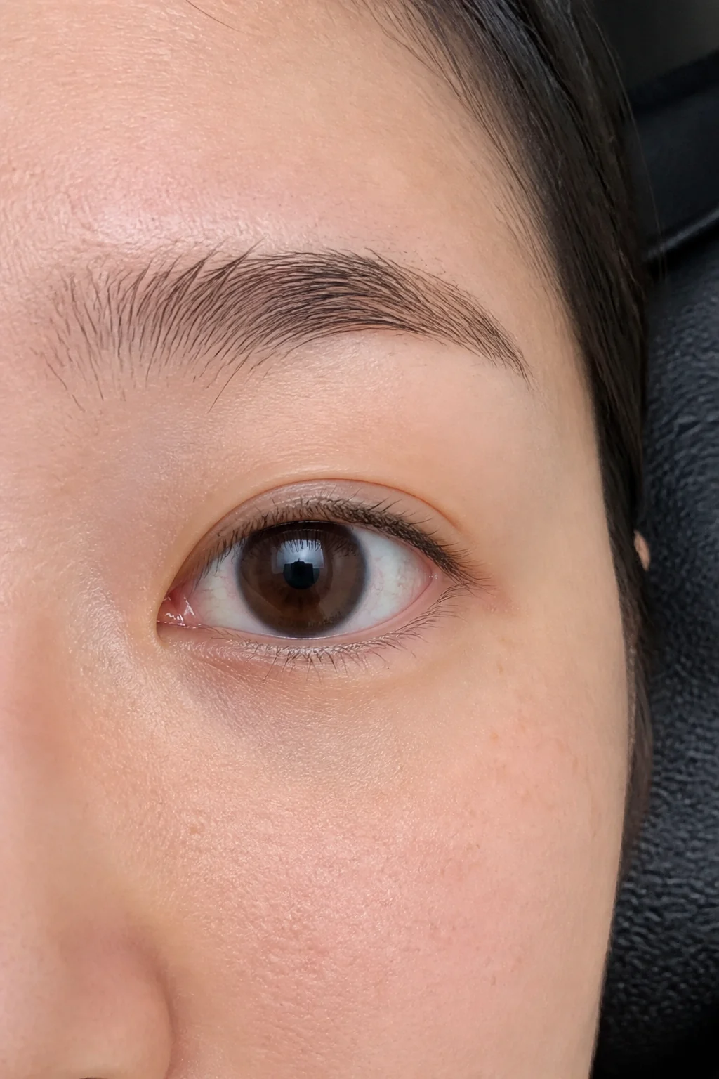 Natural lashes before a Korean-inspired lash lift