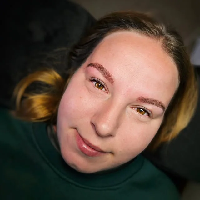 Freshly shaped and tinted brows with a balanced colour
